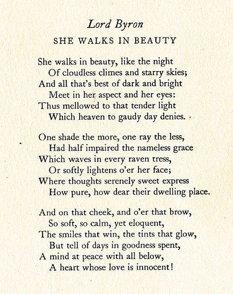 Lord Byron - She Walks In Beauty Powerful Poems, She Walks In Beauty, Beautiful Poetry, Lord Byron, Literature Quotes, Poetry Words, Literary Quotes, Poem Quotes, A Poem