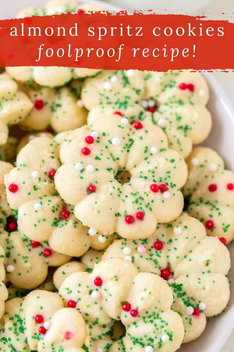 Cream Cheese Spritz Cookie Recipe, Best Spritz Cookie Recipe, Holiday Spritz, Cream Cheese Spritz, Cream Cheese Spritz Cookies, Butter Spritz Cookies, Christmas Spritz Cookies, Cookie Press Recipes, Xmas Cookies Recipes