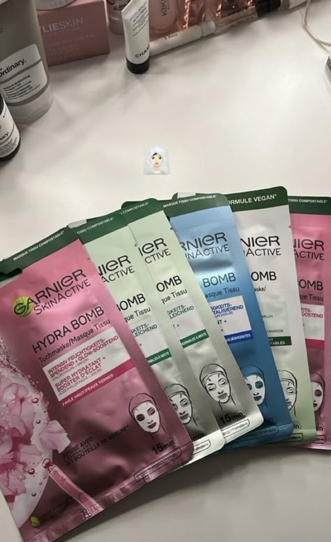 Masks For Oily Skin, Mask Aesthetic, Skin Care Face Mask, Garnier Skin Active, Shower Skin Care, Perfect Skin Care Routine, Face Mask Set, Sheet Masks, Mask Black