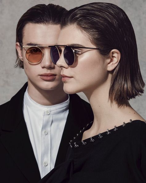 Yohji Yamamoto Eyewear, Sunglasses Campaign, Sunglasses Shoot, Sunglass Photoshoot, Eyewear Photography, Duo Poses, Eyewear Campaign, Campaign Photography, Aesthetic Dress