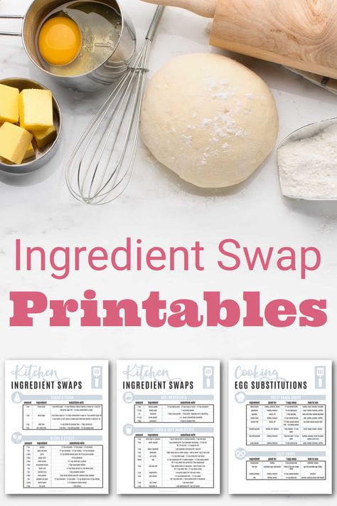 Curated list of the most common ingredient substitutions and swaps you will need when cooking. Whether you ran out of an ingredient and don't have time to run to the store, or you are looking for alternatives to accommodate sensitive diets, this three page printable will help you in your kitchen. via @savorandsavvy Cooking Substitutions, Time To Run, Apple Pie Spice, Food Substitutions, Master List, Ingredient Substitutions, Canned Coconut Milk, Minced Onion, Plain Yogurt