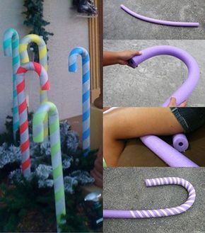 Noodle Candy Canes, Pool Noodle Candy, Noodle Candy, Foam Candy, Noodle Float, Christmas Parade Floats, Candy Land Birthday Party, Giant Candy, Candyland Birthday