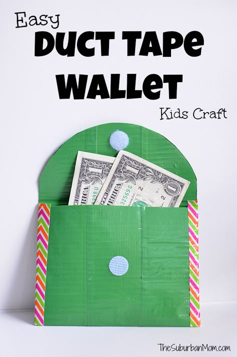 How To Make A Duct Tape Wallet -- a great Girl Scout Troop Idea to carry dues in. This easy duct tape craft is a great way to teach kids about money. Girl Scout Law, Duct Tape Projects, Duct Tape Wallet, Scout Crafts, Girl Scout Daisy, Girl Scout Camping, Girl Scout Activities, Duct Tape Crafts, Tape Projects