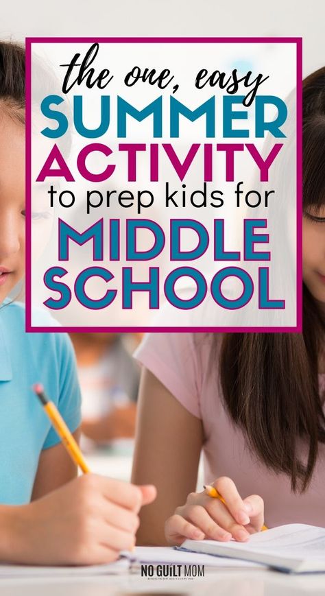 How can you help a 6th grader or 7th grader succeed in middle school?  Get them thinking about time management!  Better than a middle school hack, this summer break activity will strengthen skills for the school year. via @noguiltmom Preparing For Middle School, Middle School Summer Schedule, Middle School Summer School Ideas, Starting Middle School, Middle School Organization, Summer School Work, Homework Hacks, Homework Routine, Summer Homeschool