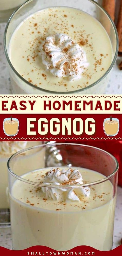 Homemade Eggnog Recipe, Eggnog Recipe Homemade, Easy Eggnog, Eggnog Recipes, Homemade Eggnog, Drinks Summer, Eggnog Recipe, Holiday Drink, Egg Nog