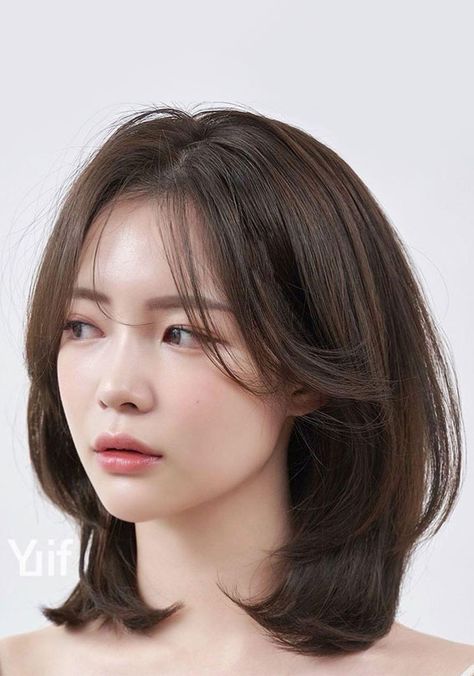 Hair Cut For Short Hair Women Straight, Shoulder Hair Straight, Korean Layered Bob With Fringe, Haircut Short For Round Face, Good Haircut For Round Face, Short Hair Styles Women Round Face, Pixie Straight Haircut, Cute Short Hair For Round Face, Asian Short Hair Bob Round Faces