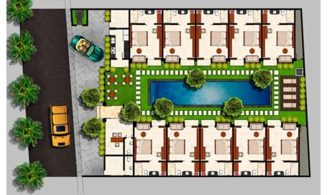 Hotel Floor Plans Pinterest - House Plans | #41789 Small Hotel Ideas Architecture, Hotel Cottage Design, Hotel Resort Design Plan, Resort Planning Layout, Resort Ideas Design Plan, Small Hotel Room Design Plan, Mini Resort Design Plan, Resort Cottages Design Plan, Mini Hotel Design Architecture