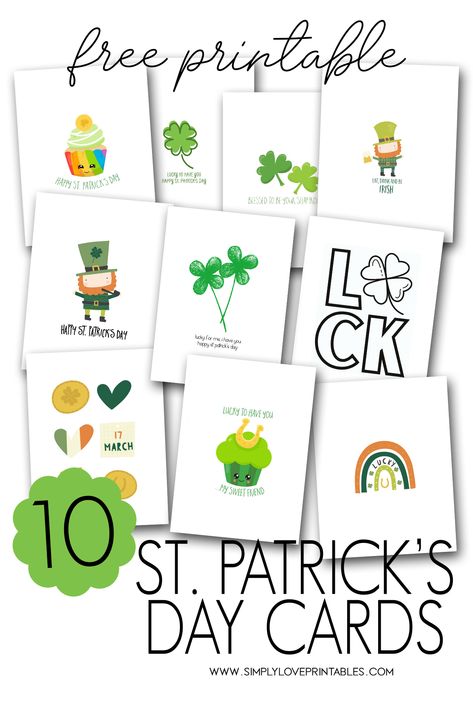 Simply Love Printable 10 Free St. Patrick's Day Cards Pin Image Saint Patrick's Day Printables, St Patrick Day Printables Free, Free St Pattys Day Printables, Free St Patrick's Day Printables, St Patricks Day Printables Free, Free St Patricks Day Printable, St Patrick Day Tags Free Printables, St Patrick’s Printable, Free St Patricks Day Tags