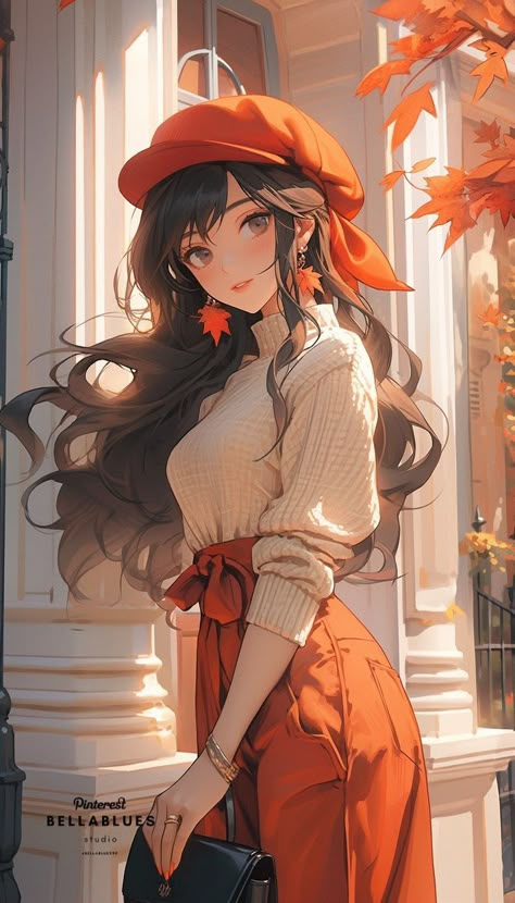 Fall Pfp, Chocolate Cherries, Female Pfp, Fall Anime, Background Scenery, Wallpaper Set, Illustration Manga, Thanksgiving Wallpaper, Adventure Anime