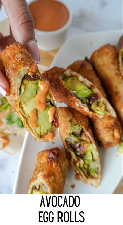 Guacamole Egg Rolls, Avocado Rolls Recipe, Vegetarian Eggrolls Recipes, Cheesecake Factory Avocado Egg Rolls Sauce, Bjs Avocado Egg Rolls Recipe, Avocado Egg Rolls Bjs Recipe, Fun Egg Rolls, Cpk Avocado Egg Rolls Recipe, Baked Avocado Recipes