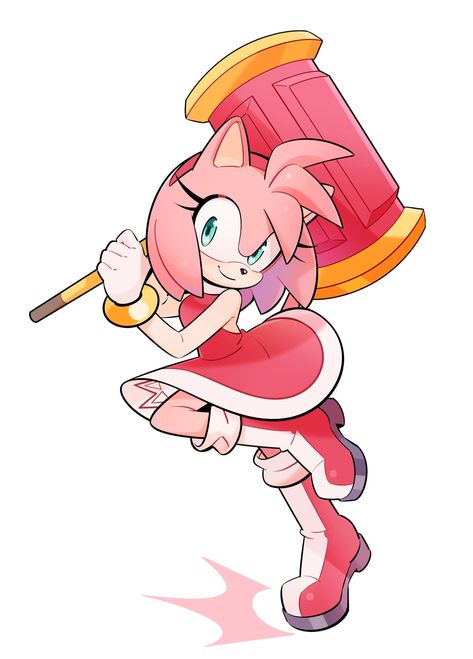 Amy Rose Hammer, Amy Rose Hedgehog, Shadow And Amy, Amy The Hedgehog, Naruto Y Hinata, Sonic Oc, Sonic Fanart, Sonic Heroes, Sonic And Amy