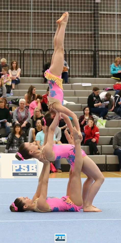 Pink trio of Acrobatic leotards by lilachelene photo credit PSB photography 3 People Lifts, Trio Acro Poses, Trio Gymnastics Poses, Acrobatic Gymnastics Trio, Acro Leotards Acrobatic Gymnastics, Trio Yoga Poses, Acrobatic Leotards, Acro Skills, Dance Acro