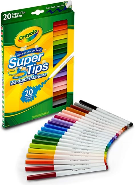 Amazon.com: Crayola Super Tips Markers, Washable Markers, 20 Count: Toys & Games Blending Markers, Crayola Supertips, Super Tips, Crayola Markers, Kids Art Supplies, Washable Markers, Book Markers, Coloring Markers, Markers Set