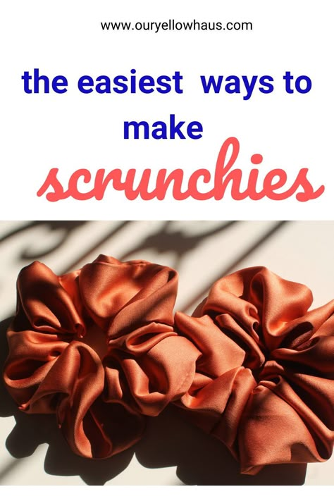 Fabric Hair Scrunchies Diy, Scrunchies Diy How To Make Step By Step, How To Make Hair Scrunches, Diy Sewing Scrunchies, How To Make Scrunchies Easy, Make Your Own Scrunchie, Diy Hair Scrunchies How To Make, How To Make Hair Scrunchies Tutorials, Scrunchie Sewing Patterns Free