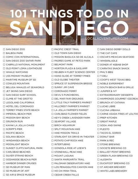 101 Things to Do in San Diego California - the Ultimate San Diego Bucket List - from the popular spots everyone has to do at least once to the spots a little more off the beaten path. // localadventurer.com Bucket List San Diego, San Diego Things To Do In, San Diego Bucket List, Cabrillo National Monument, San Diego Zoo Safari Park, San Diego Trip, San Diego Vacation, Old Town San Diego, San Diego Travel