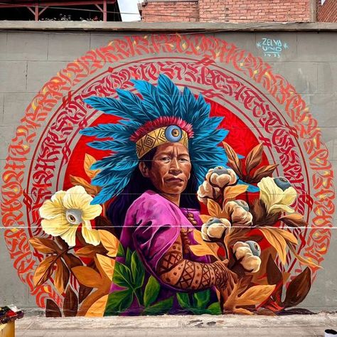 Street Art Wiki | By @smoke.ms and @zelvauno in Supe, Peru for @concrearte.pe. | Facebook Street Art Graffiti Murals, Aztec Paintings, Mexican Paintings, Street Mural, 2023 Photo, Mexico Art, Amazing Street Art, Mural Ideas, Graffiti Murals