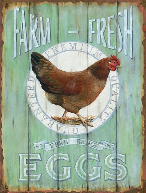 Farm Fresh Free Range Eggs Retro Vintage Style Tin Bar Sign Giveaway! Fresh Eggs Sign, Tin Bar, Farm Fresh Eggs, Chickens And Roosters, Chicken Art, Primitive Farmhouse, Chicken Farm, Country Homes, Vintage Farm