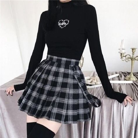 Grey Plaid Skirt, Rok Outfit, Winter Grunge, Egirl Fashion, E Girl Outfits, Womens Pleated Skirt, Pleated Skirt Short, Skirt Short, E Girl