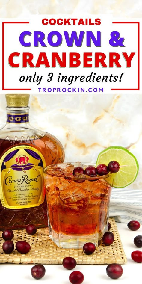 Crown Royal Black Drinks Recipes, Crown Apple And Cranberry Juice, Crown And Sprite Drink, Crown Drinks Cocktails, Mixed Drinks With Crown Royal, Crown Royal Recipes Drinks, Maple Crown Royal Drinks, Crown Royal Drinks Recipes Easy, Crown Cocktails Recipe