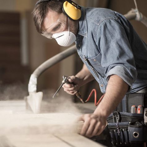 Safety Gear Every DIYer Should Own — The Family Handyman Planes For Sale, Cabinet Woodworking Plans, Workers Compensation, Woodworking Equipment, Dust Masks, Work Site, Old Magazines, Wood Lathe, Modern Cabinets