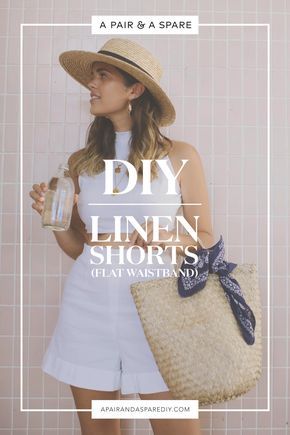 DIY Linen Shorts with Flat Waistband (part of a top and shorts set!) Diy Fashion Tops, Shorts Diy, Diy Fashion Projects, Diy Shorts, Sewing Dress, Diy Vetement, Top And Shorts Set, Top Sewing, Costura Diy