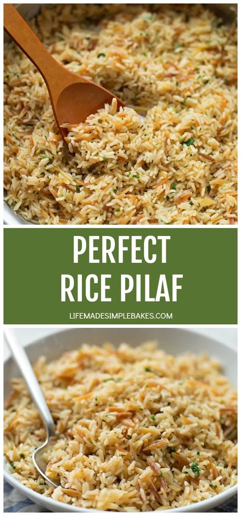 Easy Rice Pilaf, Rice Pilaf Recipe, Rice Side Dish Recipes, Pilaf Recipes, Perfect Rice, Easy Rice, Meal Prep Plans, Rice Side Dishes, Rice Side