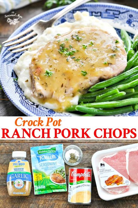 Ranch Chops, Crock Pot Ranch Pork Chops, Ranch Pork Chops Crock Pot, Pork Chop Recipes Crockpot, Ranch Pork Chops, Crockpot Pork Chops, Slow Cooker Pork Chops, Chop Recipes, Creamy Ranch