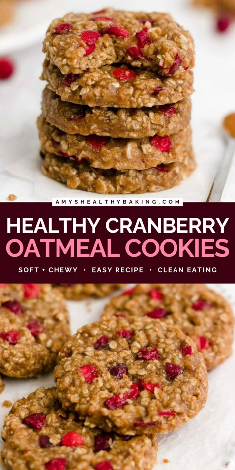 Satisfy your cravings with these Healthy Cranberry Oatmeal Cookies! Soft and chewy with fresh cranberries, cozy oats, and warm spices, these are the best Christmas cookies for your healthy baking ideas. Save this healthy dessert recipe for a perfect holiday treat! Healthy Vegan Oatmeal, Oatmeal Cranberry Cookies Recipe, Beaming Baker, Fresh Cranberry Recipes, Cranberry Oatmeal Cookies, Cranberry Cookies Recipes, Vegan Oatmeal Cookies, Gf Sweets, Vegan Gluten Free Cookies