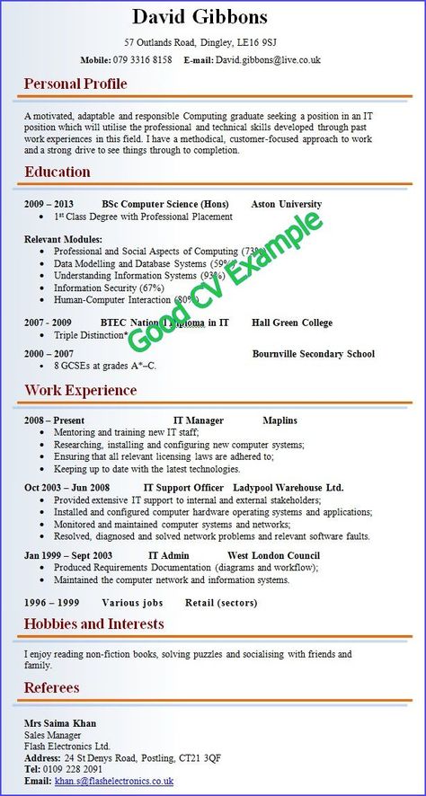 Good Cv Example, Cv Format For Job, Cv Resume Sample, Perfect Resume Example, Best Cv Template, Good Resume, Cv Example, Job Resume Format, Best Cv