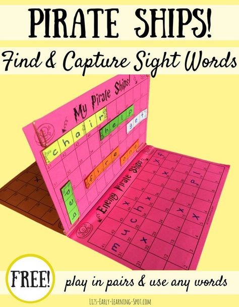 FREE Printable Sight Word Game Sight Words Printables, Teaching Sight Words, Pirate Ships, Spelling Activities, Sight Word Activities, Sight Word Games, First Grade Reading, Word Practice, Reading Intervention