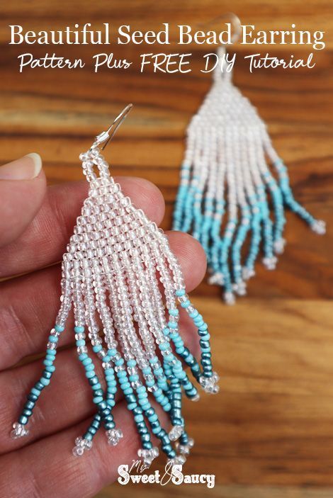 Beautiful Seed Bead Earring Pattern Plus Free DIY Tutorial - My Sweet and Saucy How To Make Seed Bead Earrings Tutorial, Diy Seed Bead Jewelry Tutorials, Seed Bead Jewelry Patterns Tutorials, Seed Bead Earrings Tutorial Free Pattern, Seed Bead Bookmark, Beadwork Patterns Free Seed Bead Tutorials, Seed Bead Patterns Free Earrings, Seed Bead Earrings Diy, Bead Patterns Free