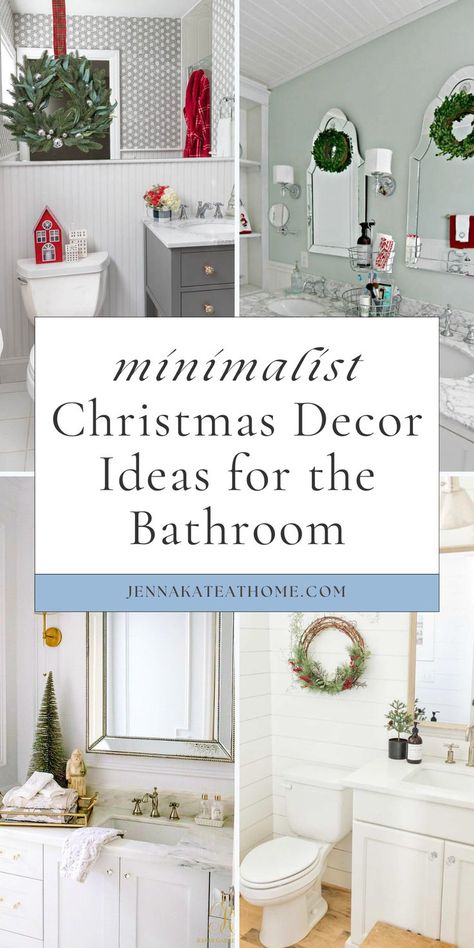 Explore decorating bathroom for Christmas ideas with these simple DIY tips. Find ideas for decorating your bathroom for Christmas and add bathroom Christmas decor to give your space a festive makeover. These seasonal and winter touches will help you give your bathroom a festive makeover. Kids Bathroom Christmas Decor, Christmas Toilet Decoration, Bathroom Sink Christmas Decor, Winter Bathroom Decor Ideas, Decorate Bathroom For Christmas, Christmas Bathroom Decor Ideas Simple, Wreath In Bathroom, Decorating Bathroom For Christmas, Christmas Decor Bathroom Ideas