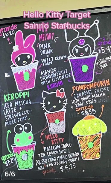 Kpop Inspired Starbucks Drinks, Kuromi Starbucks Drink, Sanrio Starbucks Drink, Hello Kitty Starbucks Drink, Sanrio Starbucks, Starbucks Drink Menu, Starbucks Secret Menu Recipes, Cold Starbucks Drinks, Starbucks Drinks Diy