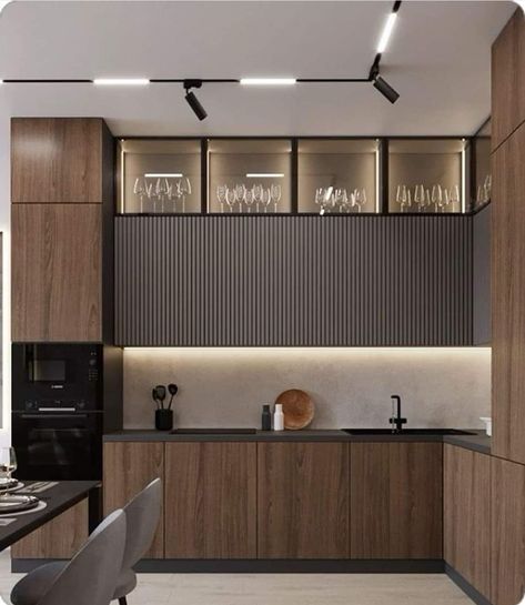 Brown Kitchen Designs, Small Modern Kitchens, Loft Kitchen, Modern Kitchen Cabinet Design, Brown Kitchens, Kitchen Interior Design Modern, Kitchen Design Trends, Modern Kitchen Cabinets, House Design Kitchen