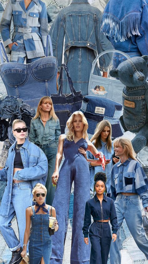 #denim All Denim Outfit Aesthetic, Denim Disco Outfit, Full Denim Look, 90s Denim On Denim, Denim On Denim Aesthetic, Denim Aesthetic Outfit, 70s Denim Aesthetic, Double Denim Aesthetic, Denim Mood Board