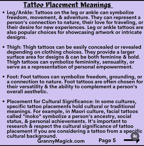 Spiritual Tattoo Placement Meaning, Spiritual Tattoo Placement, Energetic Tattoo Placement, Tat Meanings, Tattoo Placement Meaning, Small Tattoo Symbols And Meanings, Divine Timing Tattoo, Boyfriend Name Tattoos, Grimoire Ideas