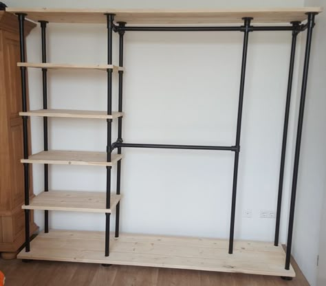 Pvc Closet Diy, Closet Industrial, Pipe Closet, Closet Layout, Open Closet, Closet Remodel, Pipe Furniture, 아파트 인테리어, Diy Closet