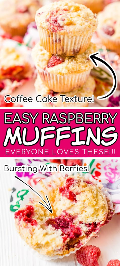 Raspberry Muffins are a tender and quick breakfast recipe loaded with juicy red raspberries and topped with an irresistible sugar crumble. Food Processor Muffins, Raspberry Muffin Recipes Easy, Red Raspberry Muffins, Ww Raspberry Recipes, Fresh Raspberry Muffins Recipe, Jumbo Raspberry Muffins, Best Raspberry Muffins, Red Rasberry Deserts, Raspberry Baked Goods