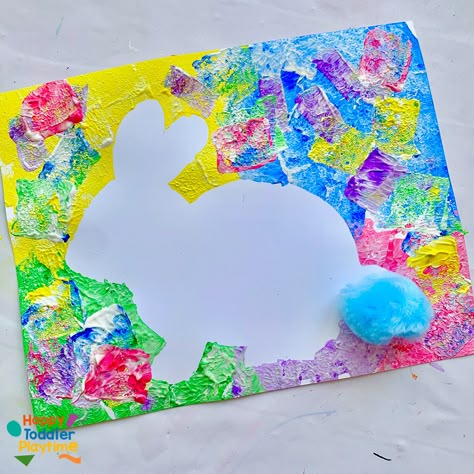 Sponge Painted Easter Bunny Craft with free printable - HAPPY TODDLER PLAYTIME Easter Bunny Toddler Art, Bunny Craft For Preschoolers, Cute Easter Crafts For Toddlers, Easter Crafts For School Age, Happy Easter Crafts For Toddlers, Easter Bunny Craft Preschool, Easter Activities For Toddlers Crafts, Fun Easter Crafts For Toddlers, Diy Easter Crafts For Preschool