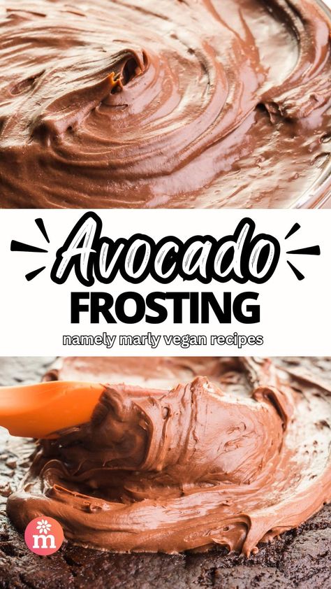 This healthy chocolate avocado frosting is the easiest way to add a touch of wholesome decadence to your desserts. It's vegan, naturally sweetened, and totally delicious! Dessert With Avocado, Healthy Vegan Frosting, Healthier Frosting Recipe, Healthy Cake Icing, Aip Frosting, Healthy Frosting Recipe, Avocado Desserts, Avocado Frosting, Healthy Frosting