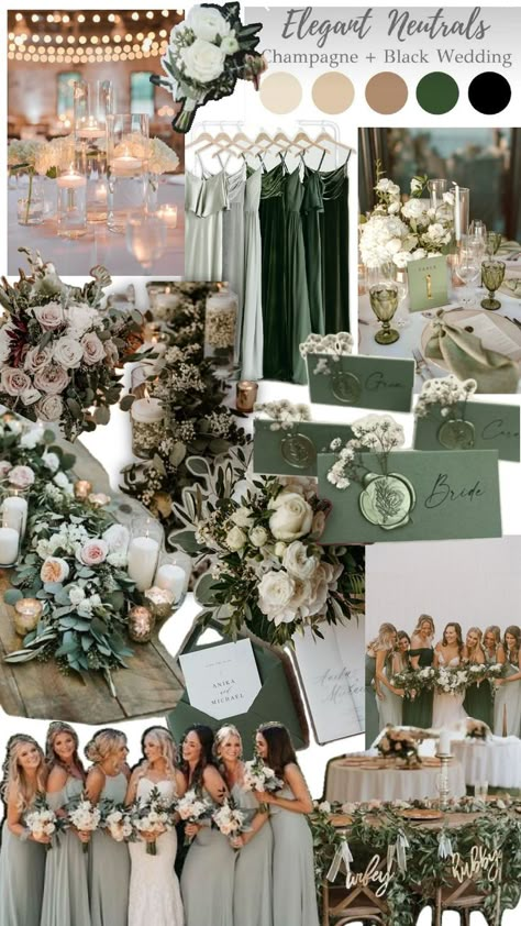 classy wedding Sage Green Wedding Bridesmaid, Princess Tiana Wedding, Champagne Wedding Themes, Fall Wedding Planning, Wedding Color Scheme Ideas, Emerald Wedding Colors, Tiana Wedding, Sage Green Wedding Theme, Old Money Wedding