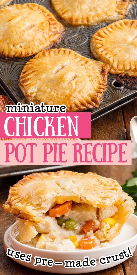 Our delicious mini pot pies have the perfect crust to sauce ratio and are packed with tender chicken and veggies that sit in a creamy sauce. Small Chicken Pot Pies, Pot Pie Recipe Easy, Biscuit Chicken Pot Pie, Individual Chicken Pot Pies, Mini Pot Pies, Easy Chicken Pot Pie Recipe, Best Chicken Pot Pie, Chicken Pot Pies, Mini Chicken Pot Pies