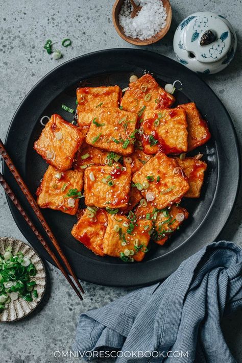 Pan Fried Tofu (脆皮豆腐) - Omnivore's Cookbook Denji Aesthetic, Tofu Aesthetic, Stovetop Meals, Rice And Fish, Tofu Bites, Hibachi Recipes, Beef Fried Rice, Pan Fried Tofu, Vegetarian Oyster Sauce