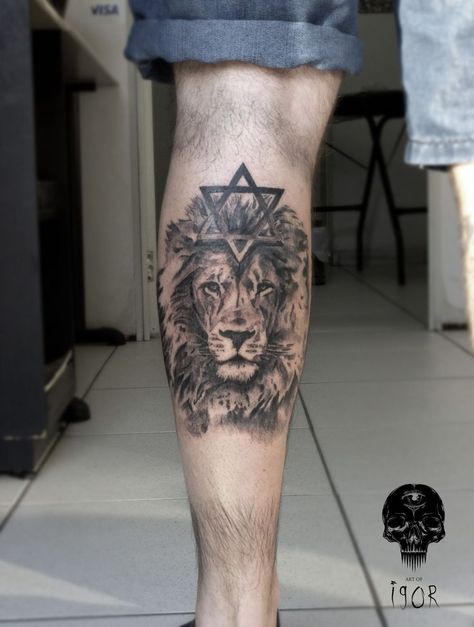 Jewish Tattoo Ideas, Star Of David Tattoo, Jewish Tattoo, David Tattoo, Tattoo Lion, Foot Tattoos For Women, Leo Tattoos, Lion Tattoo Design, Religious Tattoo