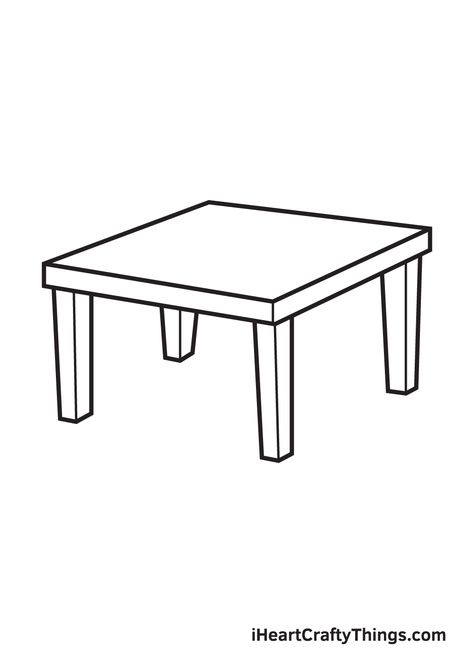 How To Draw A Table Step By Step, 3d Table Drawing, How To Draw Table, Drawing Table Design, Table Drawing Reference, Table Drawing Easy, Table Drawing Sketch, Table Doodle, Table Clipart