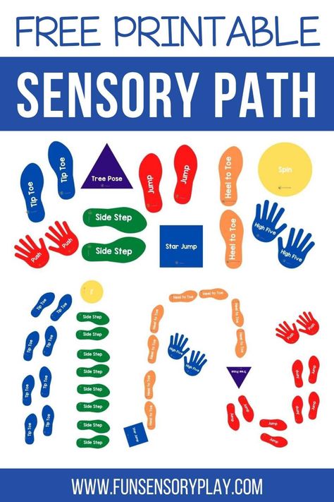 Free sensory path printable download Sensory Class Ideas, Outside Gross Motor Preschool Activities, Large Gross Motor Activities Preschool, Preschool Floor Activities, Free Sensory Activities, Sensory Path Svg Free, Sensory Walk For Toddlers, Diy Gross Motor Activities, Sensory Paths Free Printable