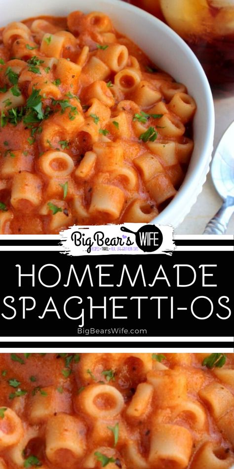 Homemade Spaghetti-Os - If you loved Spaghetti-Os as a kid, you're going to want to print out this recipe for Homemade Spaghetti-Os and make it for dinner soon! Homemade Spaghetti Os, Spaghetti Os, Southern Comfort Food Recipes, Easy Dinners For Two, Southern Comfort Food, Homemade Spaghetti, Easy Diys, Comfort Food Southern, Disney Recipes