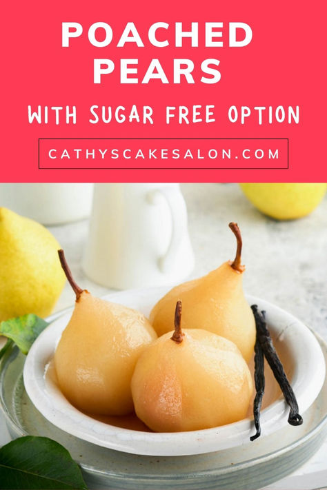 Three poached pears in a bowl. Keto Pear Dessert Recipes, Poached Pears Recipe Easy, Pear Recipes Healthy, Healthy Sugar Free Desserts, Pear Recipes Easy, Poached Pears Recipe, Pear Syrup, Pear Nectar, Avocado Frosting