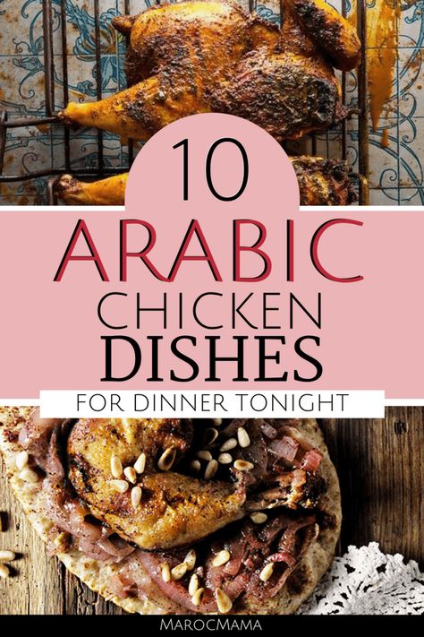 If you're looking for a different kind of chicken recipe look no further. These 10 recipes come from, or are inspired by the Arabic world and are sure to bring a smile to your table. #recipes #arabicfood Arabic Chicken Recipes, Middle Eastern Recipes Arabic Food, Arabisk Mad, Chicken Dishes For Dinner, Arabic Food Recipes, Arabic Dishes, East Recipes, Middle East Food, Middle East Recipes