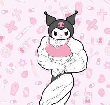 Buff Sanrio, Buff Hello Kitty, Kitty Pictures, Hello Kitty Art, Hello Kitty Pictures, Hello Kitty And Friends, A Drawing, My Melody, Cartoon Character